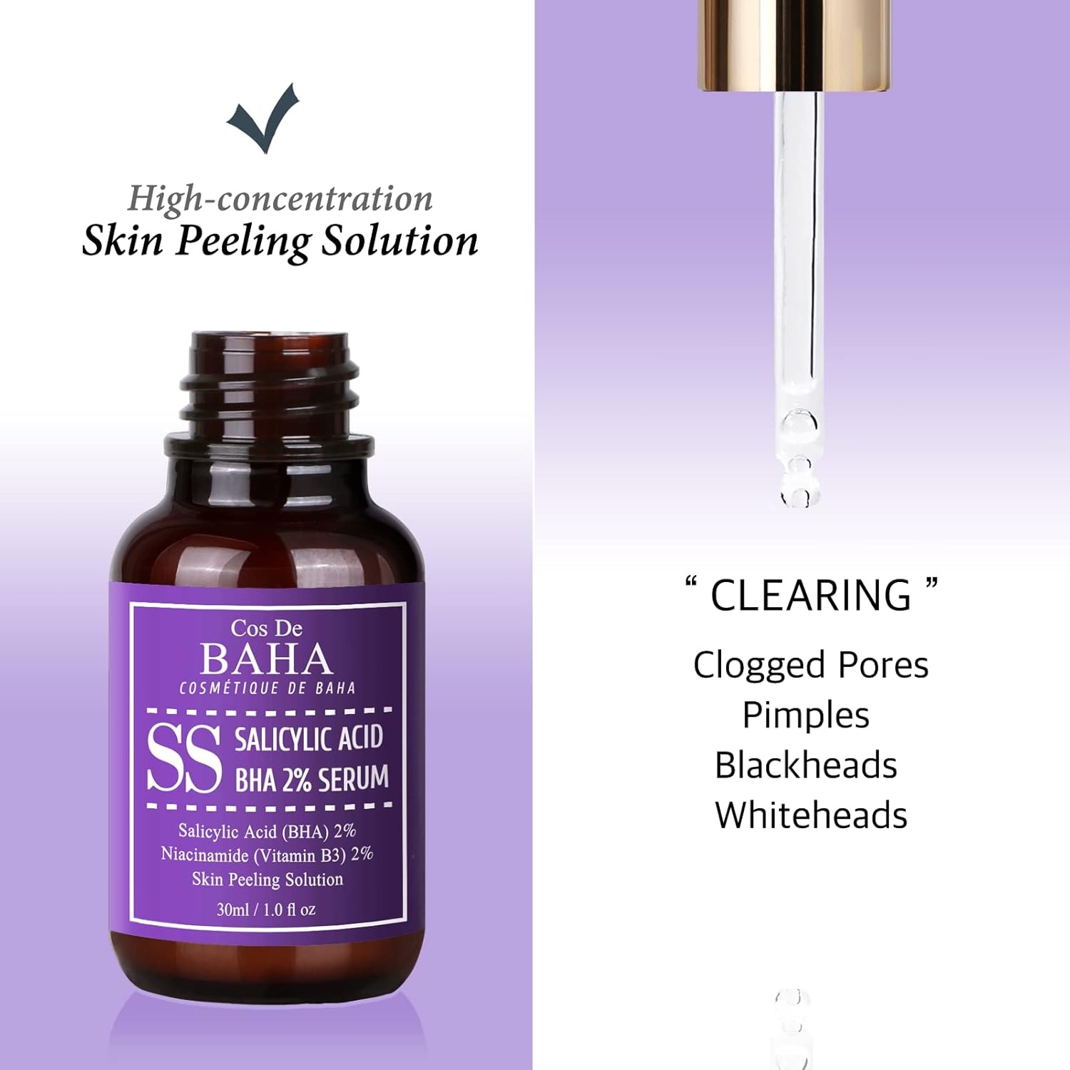 image:imageBHA 2 Pore Care Serum 30ml Salicylic Acid Facial Serum Gentle Exfoliating Formula Hydrating Skin Texture Improvement Blackhead Care All Skin Types 1 Fl Oz 30ml