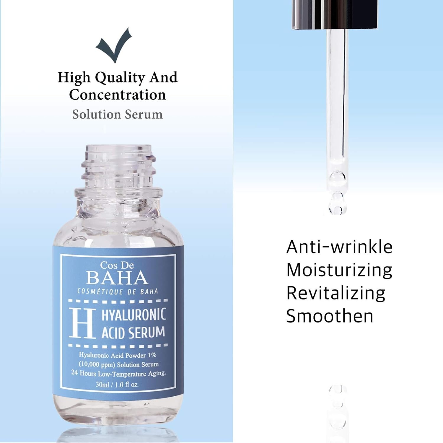 image:imageCos De BAHA Hyaluronic Serum 1 Fl Oz Pure Sodium Hyaluronate 10000 ppm Hydrating Face Serum for Dry amp Dehydrated Skin Lightweight FragranceFree Korean Skincare Formula 30 ml