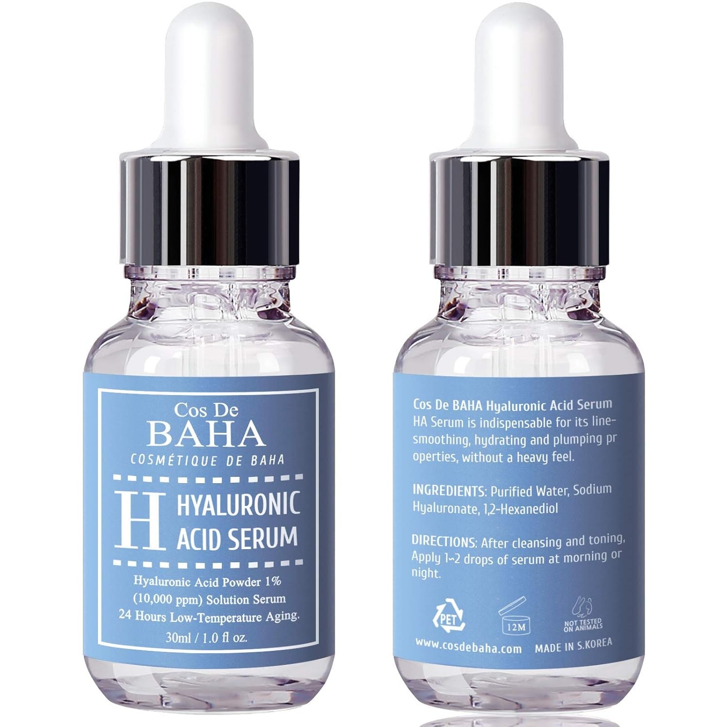 image:imageCos De BAHA Hyaluronic Serum 1 Fl Oz Pure Sodium Hyaluronate 10000 ppm Hydrating Face Serum for Dry amp Dehydrated Skin Lightweight FragranceFree Korean Skincare Formula 30 ml