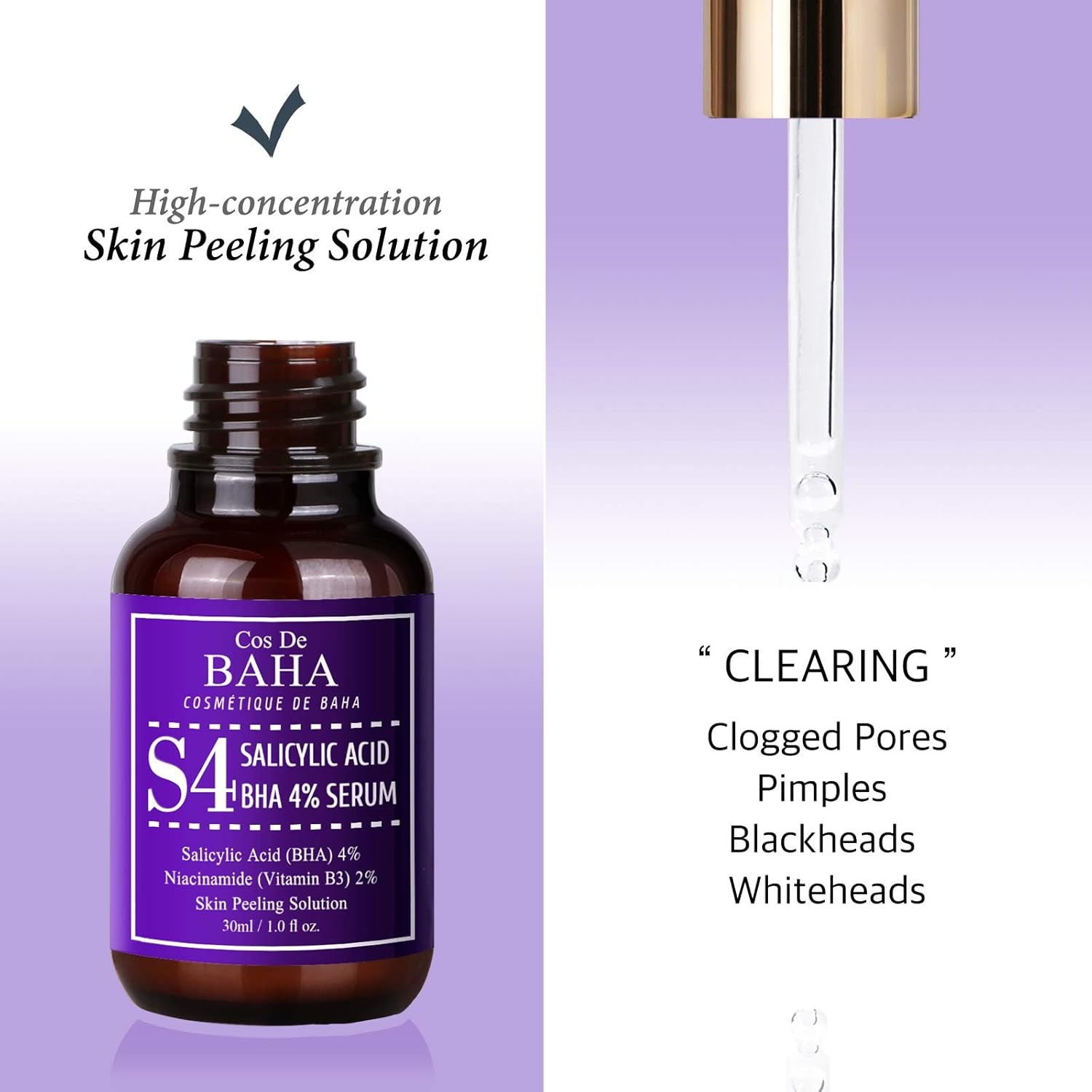 image:imageCos De BAHA Salicylic Acid 4 Exfoliating Facial Serum with Niacinamide 1 Fl Oz 30ml
