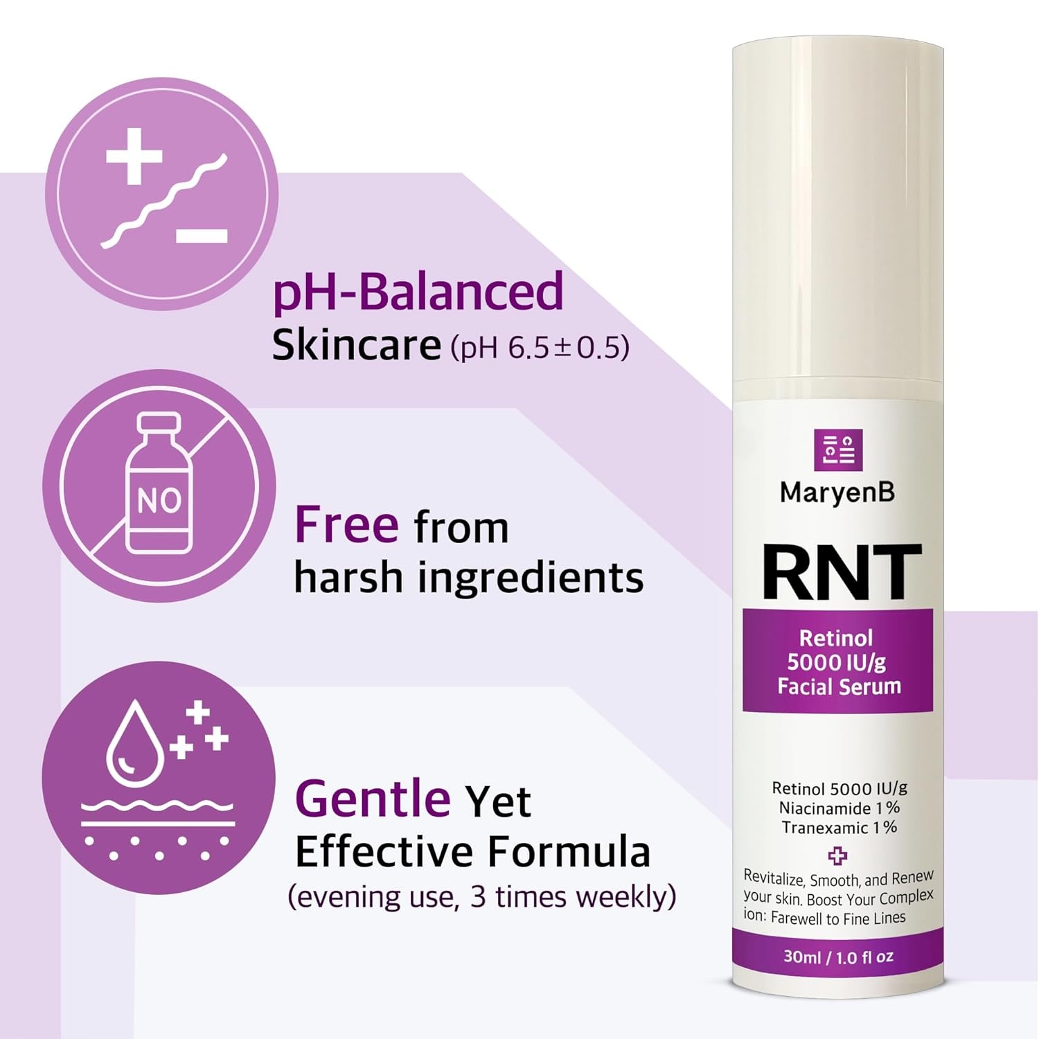 image:imageRetinol 5000IU Niacinamide 1 Tranexamic Acid 1 Face Serum Moisture Enhancing Essence with Hyaluronic Acid Vitamin E Gentle for Daily Skincare 1 Fl Oz 30ml