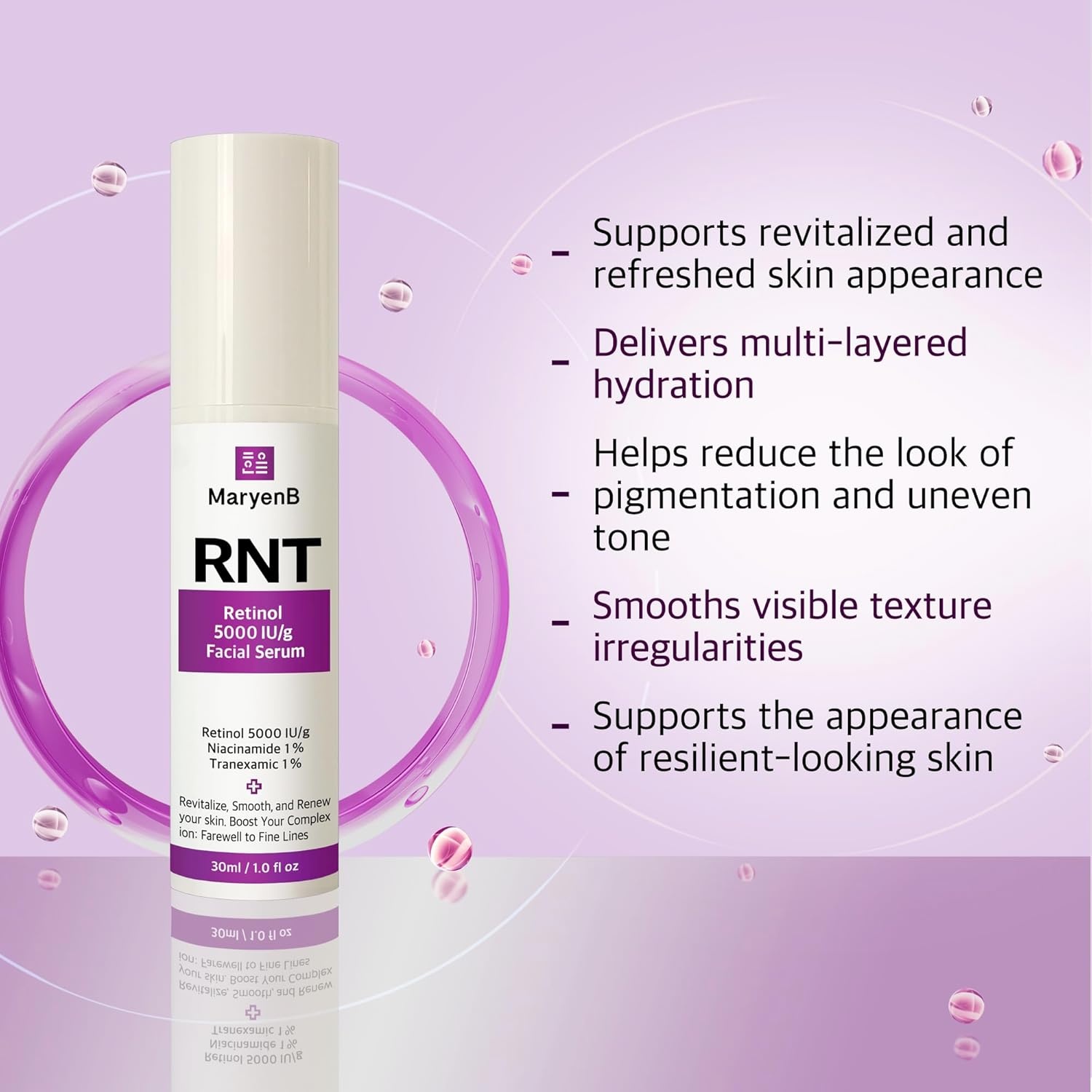 image:imageRetinol 5000IU Niacinamide 1 Tranexamic Acid 1 Face Serum Moisture Enhancing Essence with Hyaluronic Acid Vitamin E Gentle for Daily Skincare 1 Fl Oz 30ml